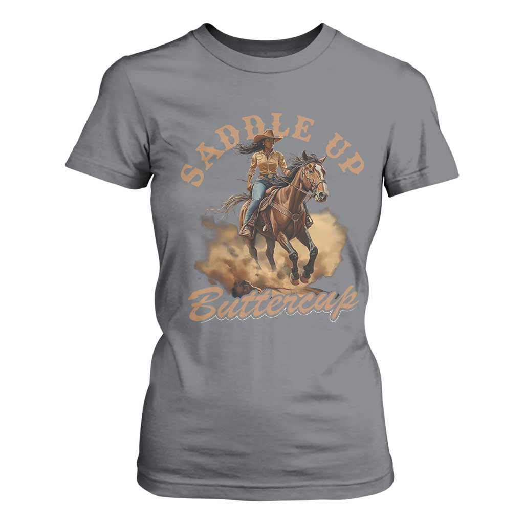 Funny African American Cowgirl T Shirt For Women Saddle Up Buttercup Southern Western