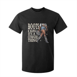Funny African American Cowgirl T Shirt For Kid Boots And Bling It's A Cowgirl Thing