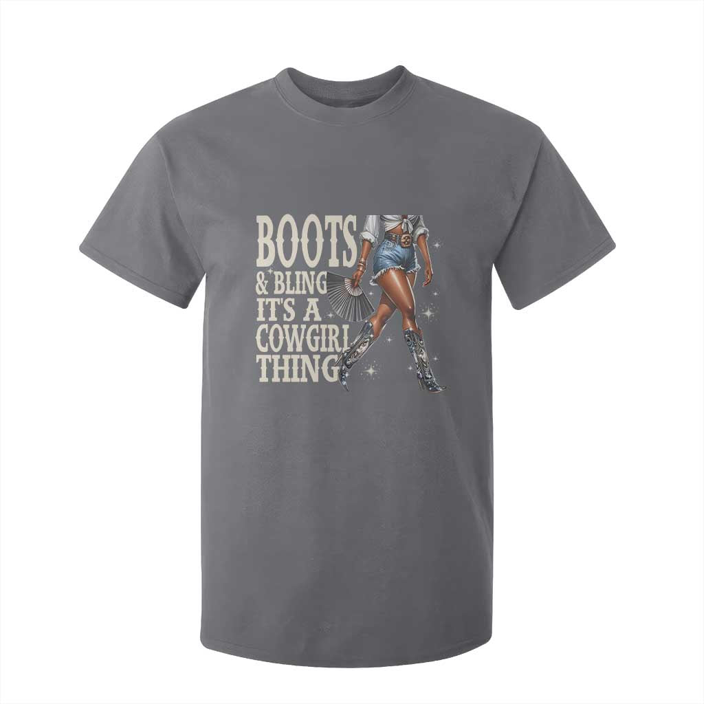 Funny African American Cowgirl T Shirt For Kid Boots And Bling It's A Cowgirl Thing