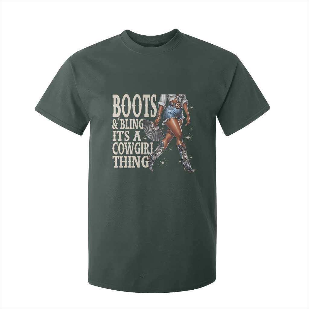 Funny African American Cowgirl T Shirt For Kid Boots And Bling It's A Cowgirl Thing