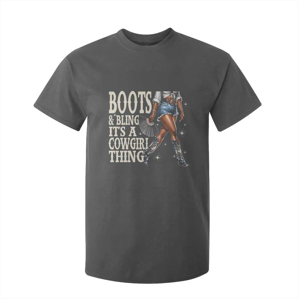 Funny African American Cowgirl T Shirt For Kid Boots And Bling It's A Cowgirl Thing