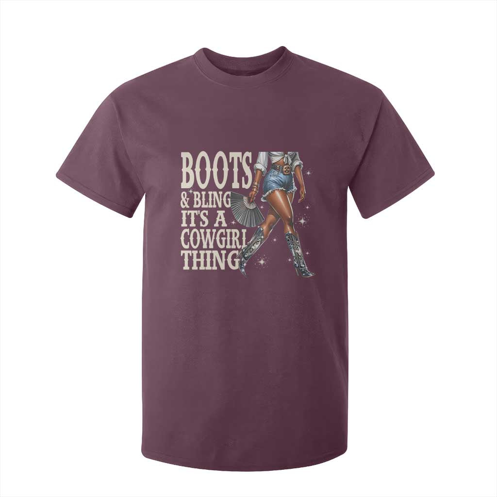 Funny African American Cowgirl T Shirt For Kid Boots And Bling It's A Cowgirl Thing