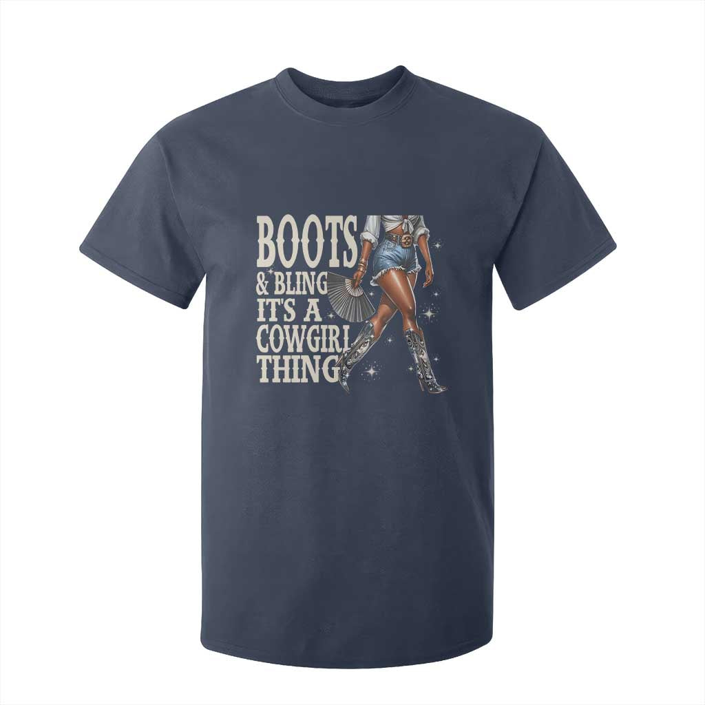 Funny African American Cowgirl T Shirt For Kid Boots And Bling It's A Cowgirl Thing