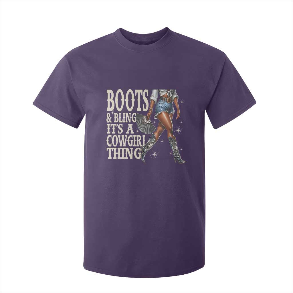 Funny African American Cowgirl T Shirt For Kid Boots And Bling It's A Cowgirl Thing