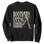 Funny African American Cowgirl Sweatshirt Boots And Bling It's A Cowgirl Thing