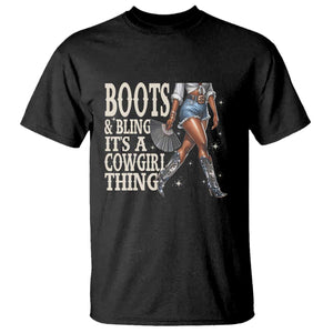 Funny African American Cowgirl T Shirt Boots And Bling It's A Cowgirl Thing