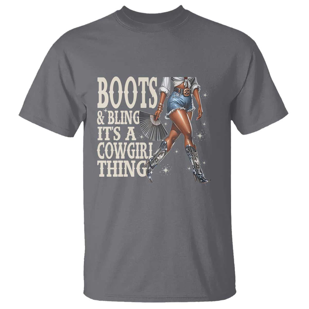 Funny African American Cowgirl T Shirt Boots And Bling It's A Cowgirl Thing