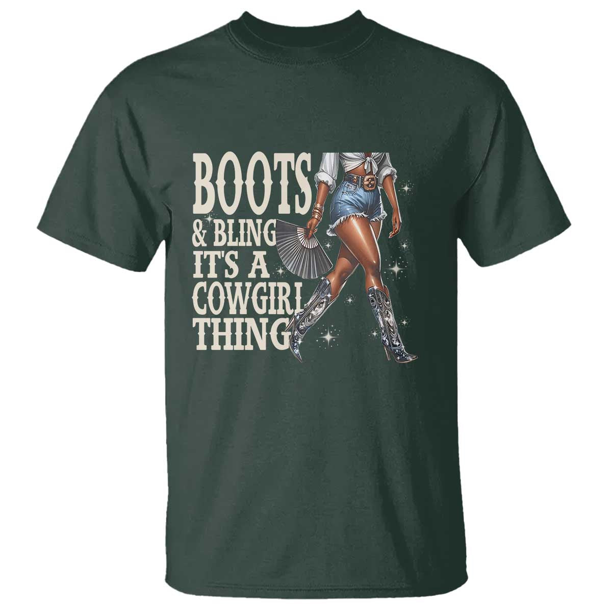 Funny African American Cowgirl T Shirt Boots And Bling It's A Cowgirl Thing