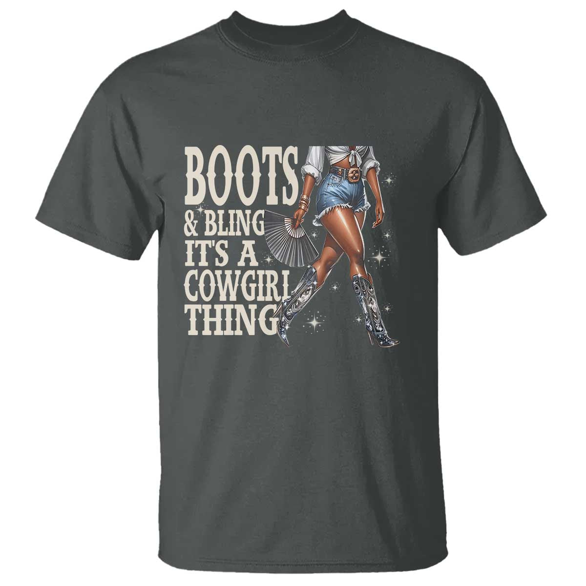 Funny African American Cowgirl T Shirt Boots And Bling It's A Cowgirl Thing