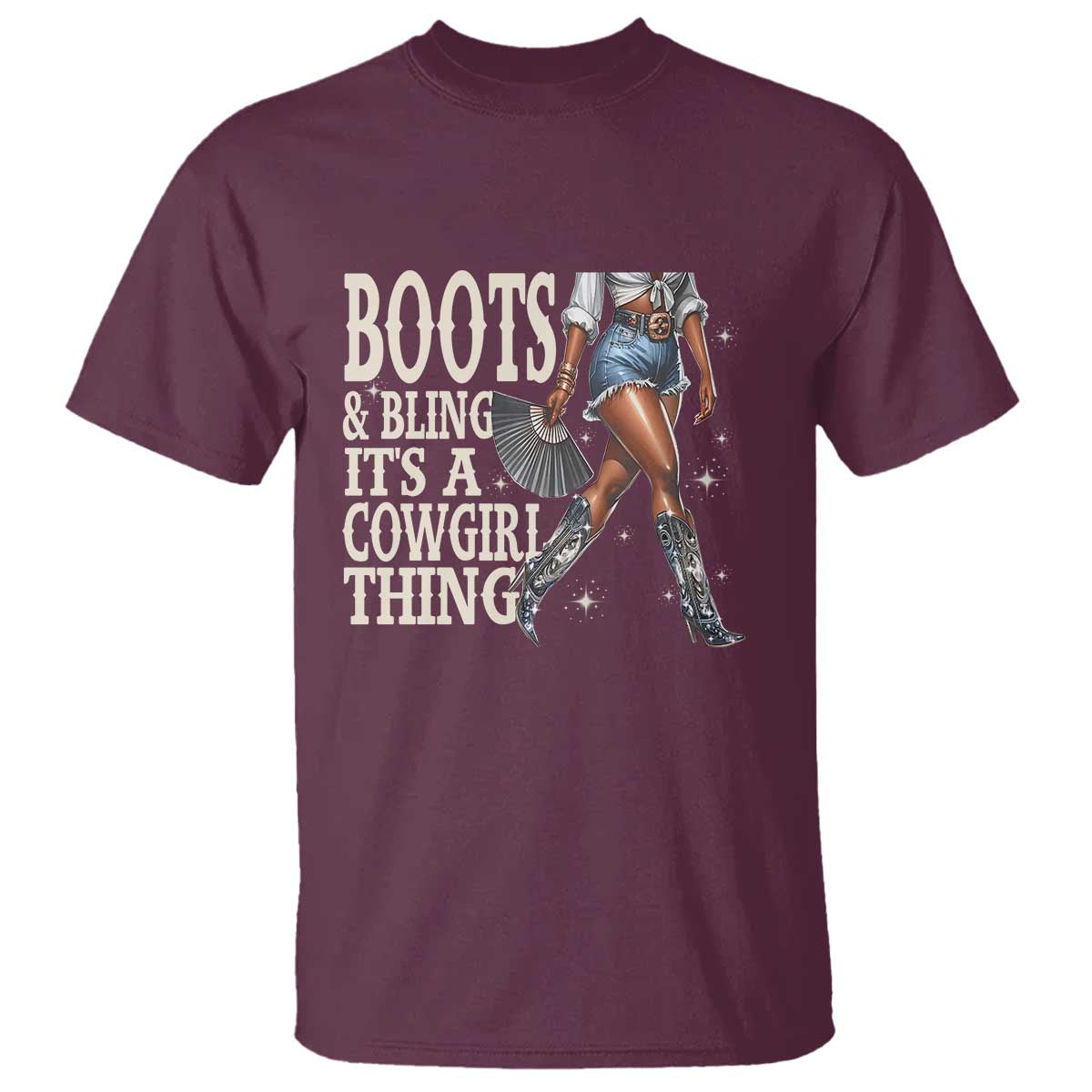 Funny African American Cowgirl T Shirt Boots And Bling It's A Cowgirl Thing