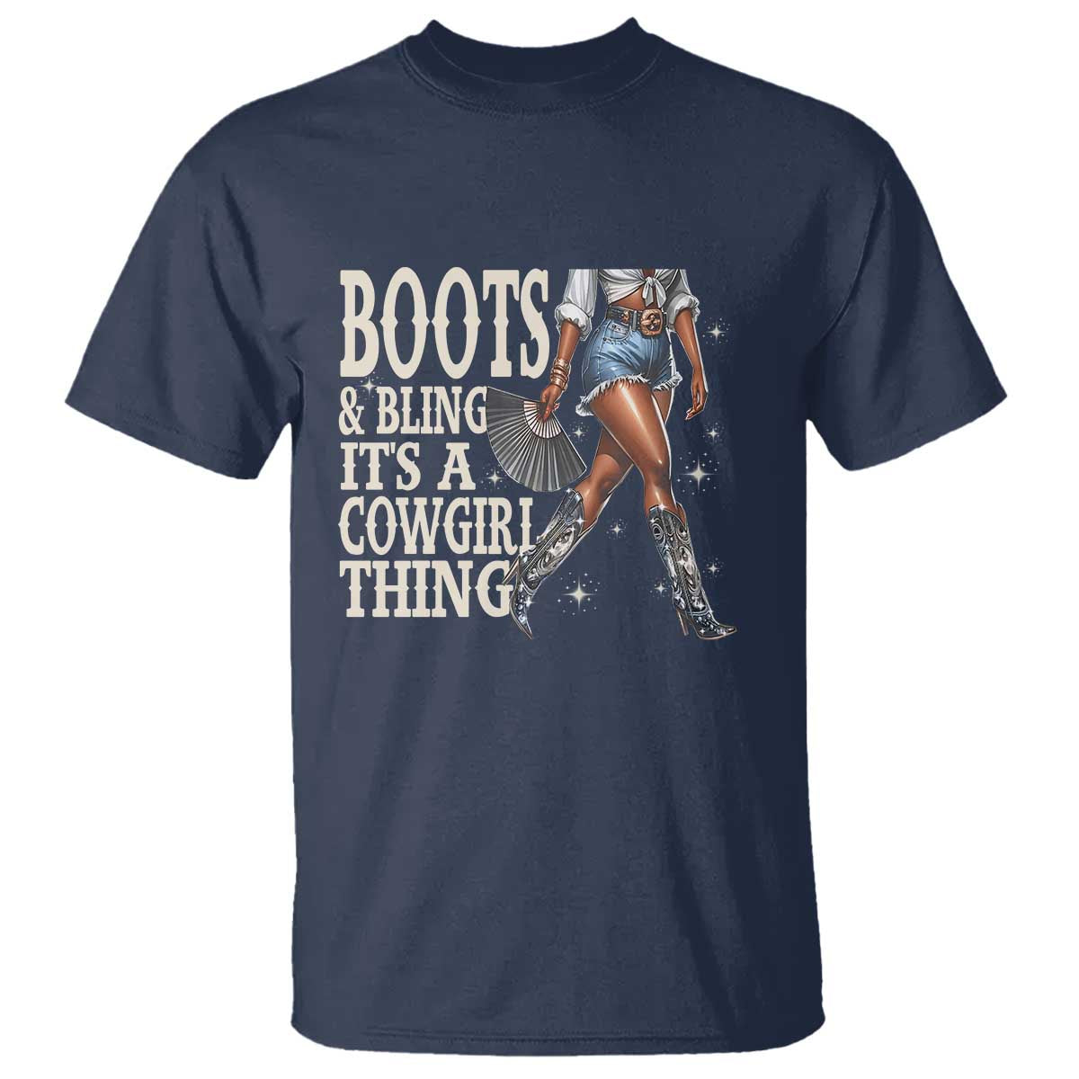 Funny African American Cowgirl T Shirt Boots And Bling It's A Cowgirl Thing