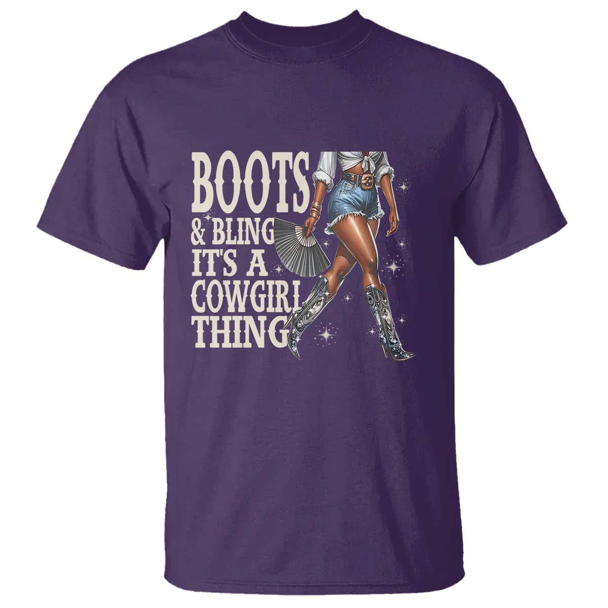 Funny African American Cowgirl T Shirt Boots And Bling It's A Cowgirl Thing