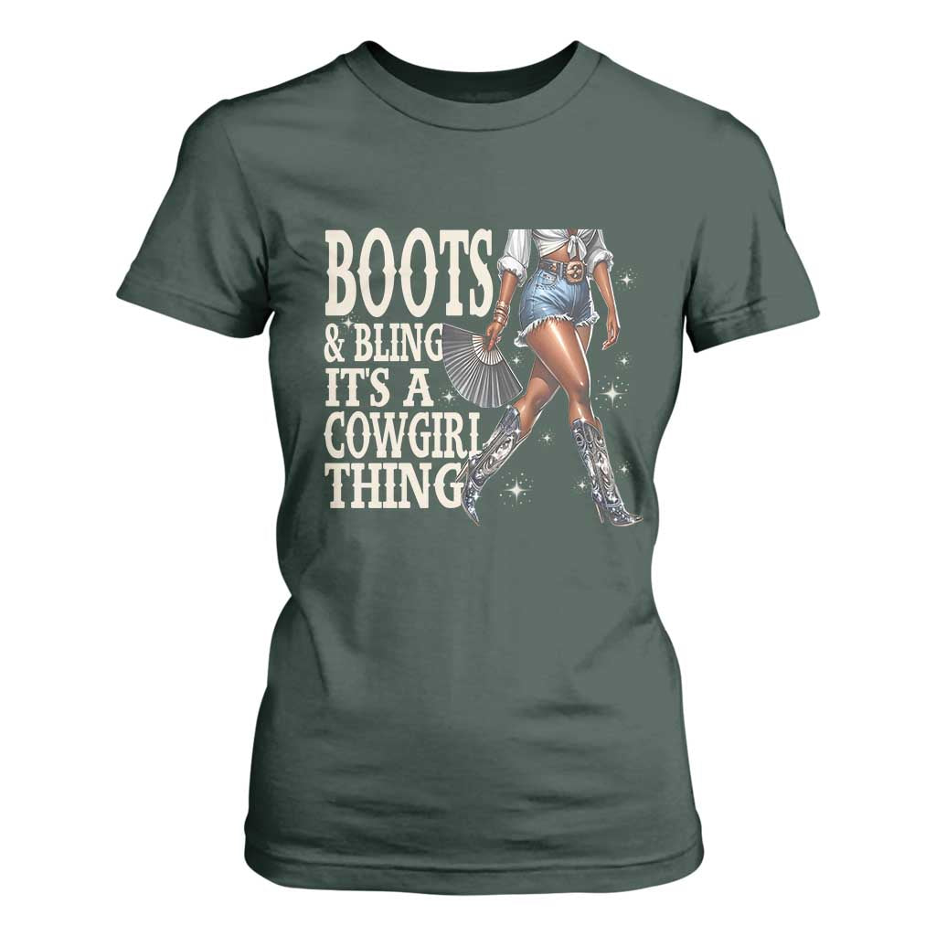 Funny African American Cowgirl T Shirt For Women Boots And Bling It's A Cowgirl Thing