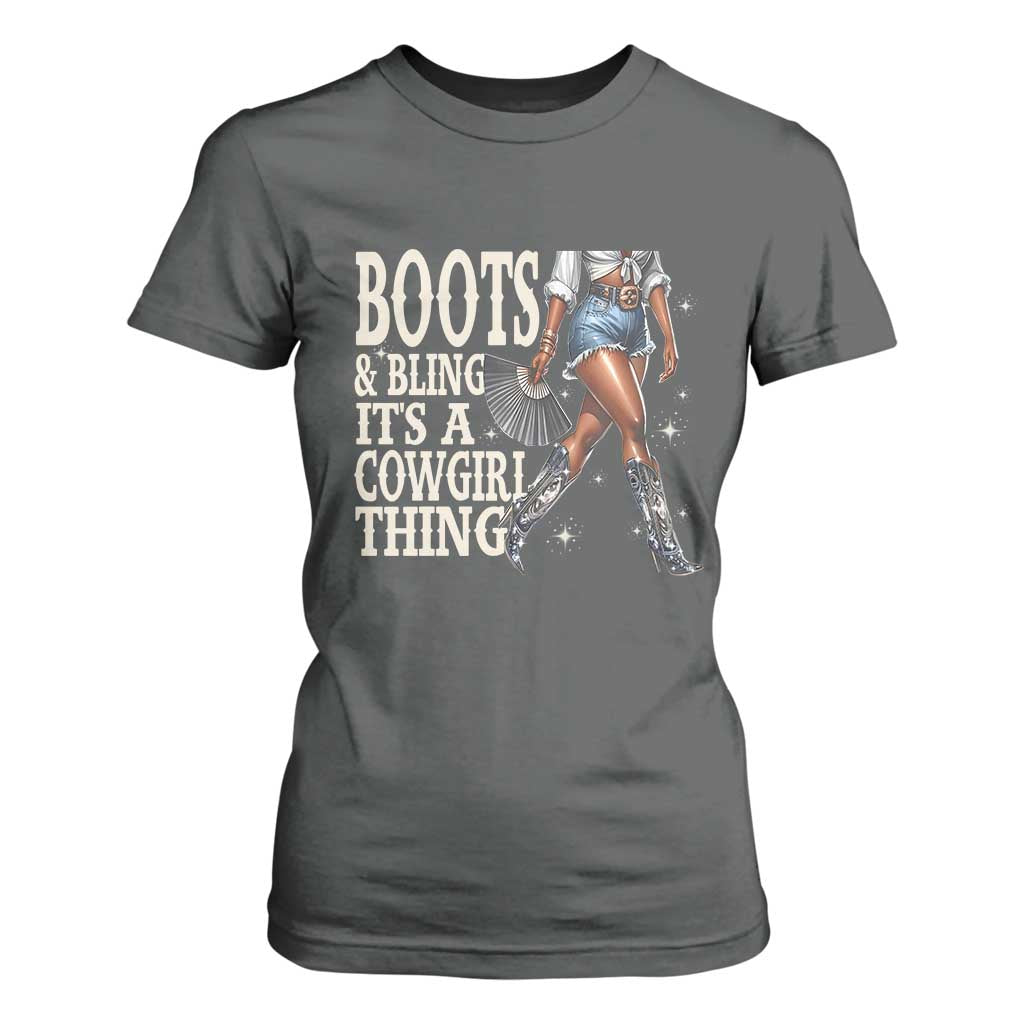 Funny African American Cowgirl T Shirt For Women Boots And Bling It's A Cowgirl Thing