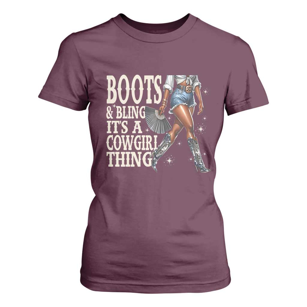 Funny African American Cowgirl T Shirt For Women Boots And Bling It's A Cowgirl Thing