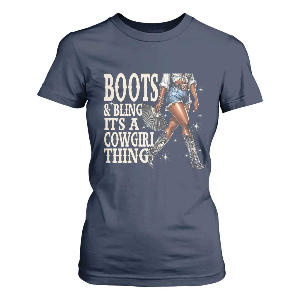 Funny African American Cowgirl T Shirt For Women Boots And Bling It's A Cowgirl Thing