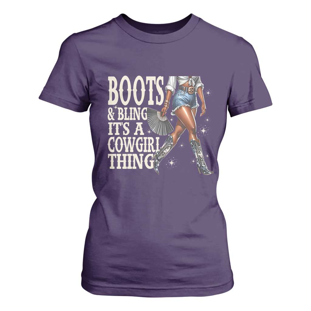 Funny African American Cowgirl T Shirt For Women Boots And Bling It's A Cowgirl Thing