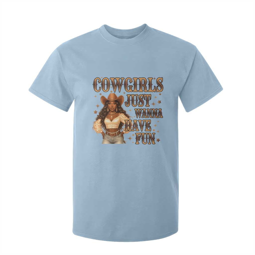 Funny African American Cowgirl T Shirt For Kid Cowgirls Just Wanna Have Fun Western