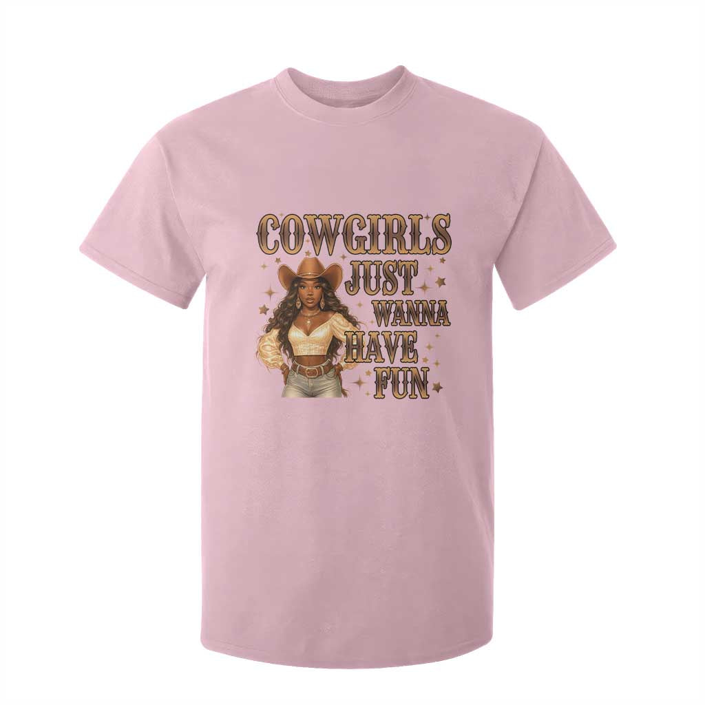 Funny African American Cowgirl T Shirt For Kid Cowgirls Just Wanna Have Fun Western
