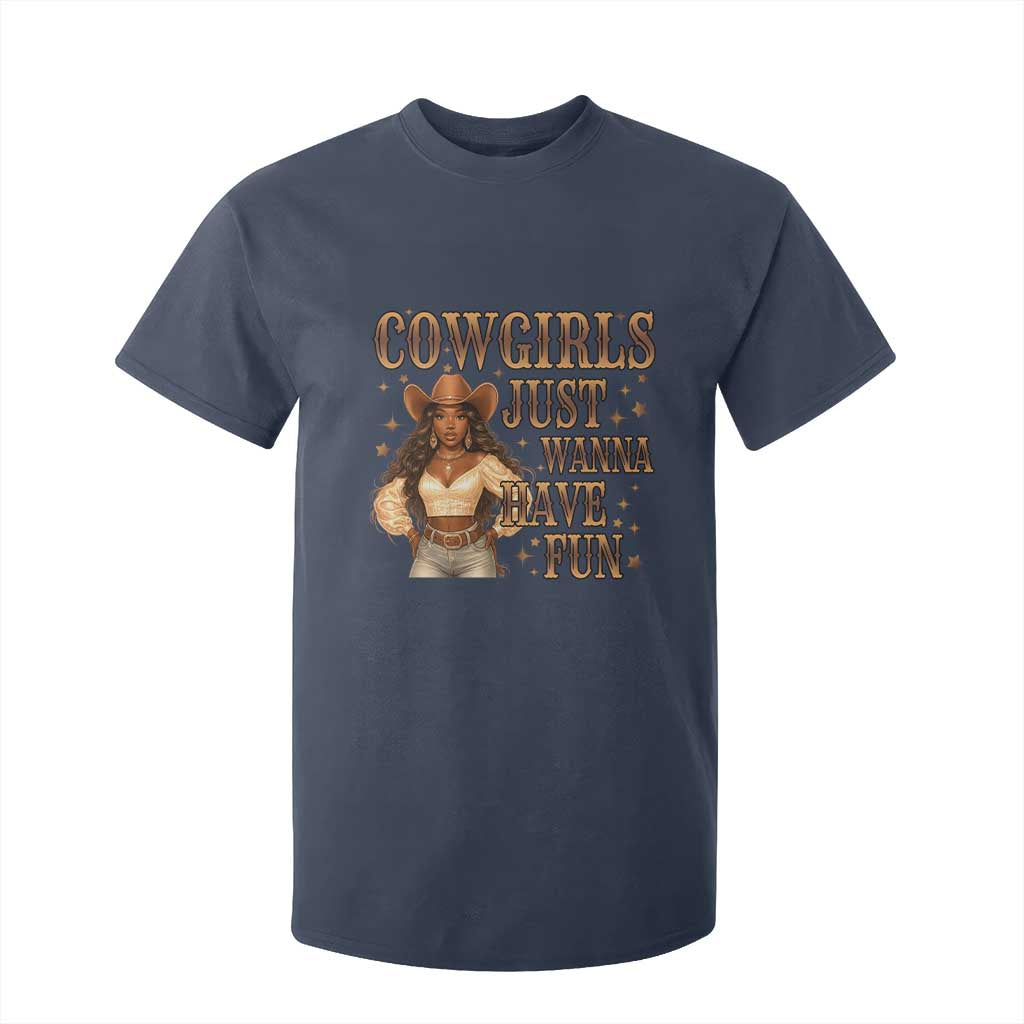 Funny African American Cowgirl T Shirt For Kid Cowgirls Just Wanna Have Fun Western