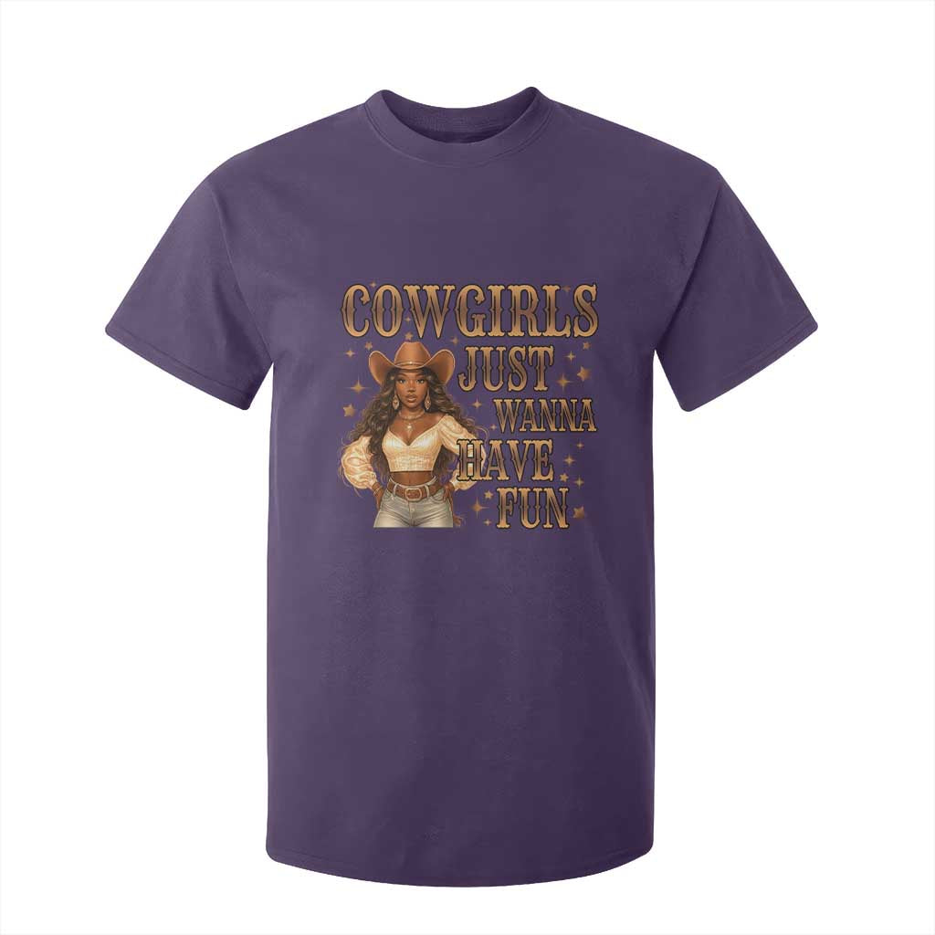 Funny African American Cowgirl T Shirt For Kid Cowgirls Just Wanna Have Fun Western