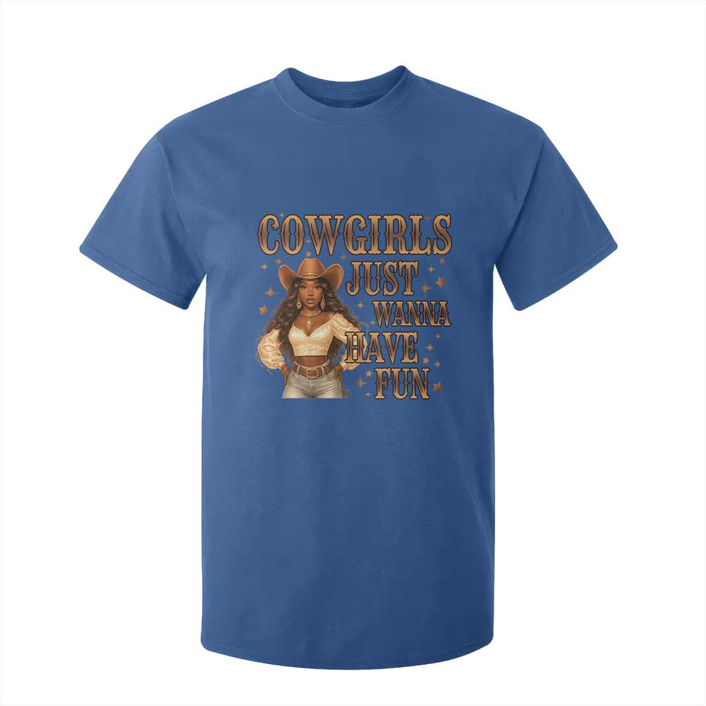 Funny African American Cowgirl T Shirt For Kid Cowgirls Just Wanna Have Fun Western