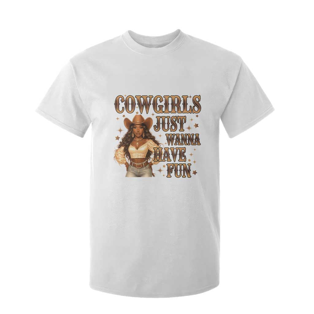 Funny African American Cowgirl T Shirt For Kid Cowgirls Just Wanna Have Fun Western