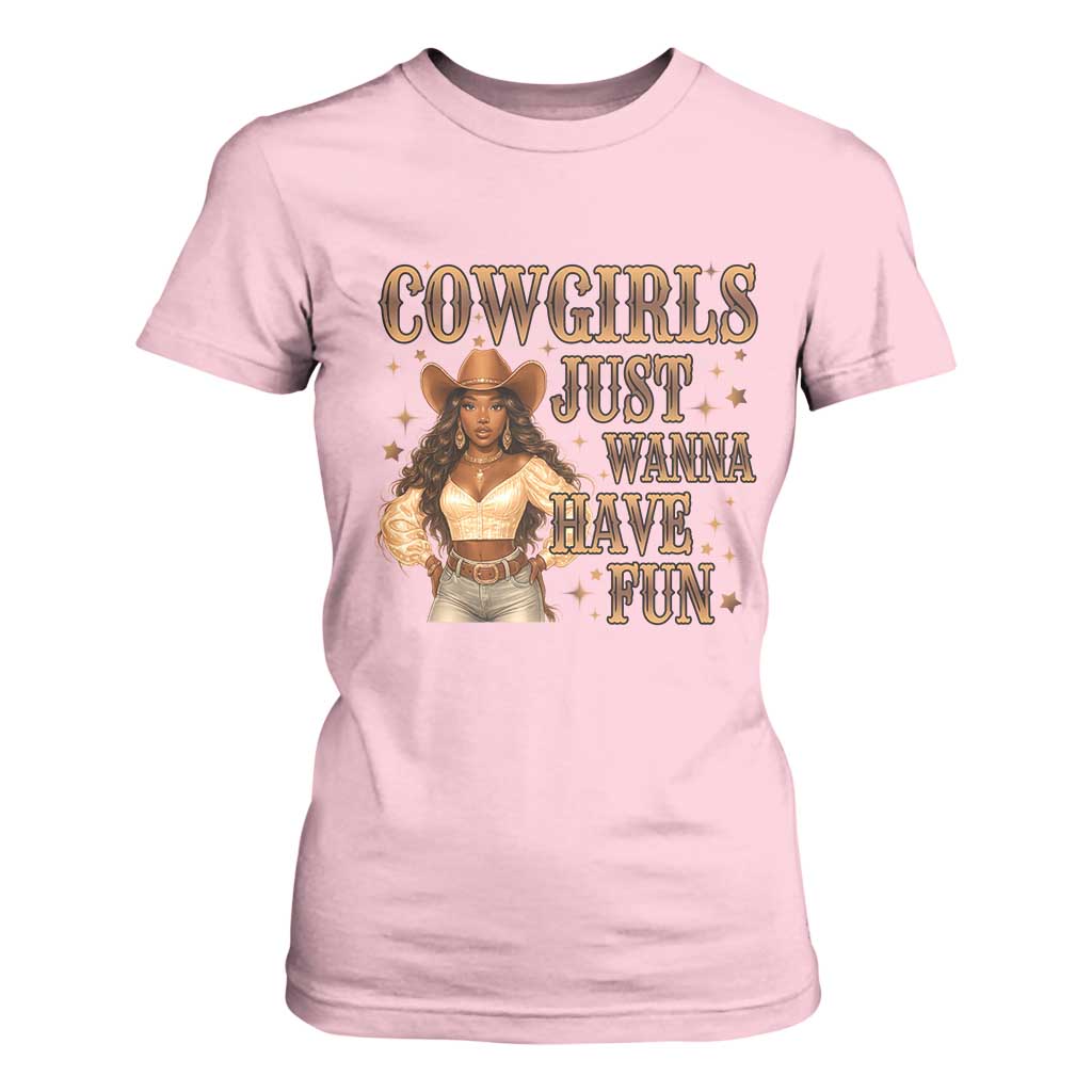 Funny African American Cowgirl T Shirt For Women Cowgirls Just Wanna Have Fun Western