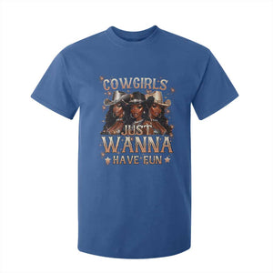 Funny Black African American Cowgirl T Shirt For Kid Cowgirls Just Wanna Have Fun