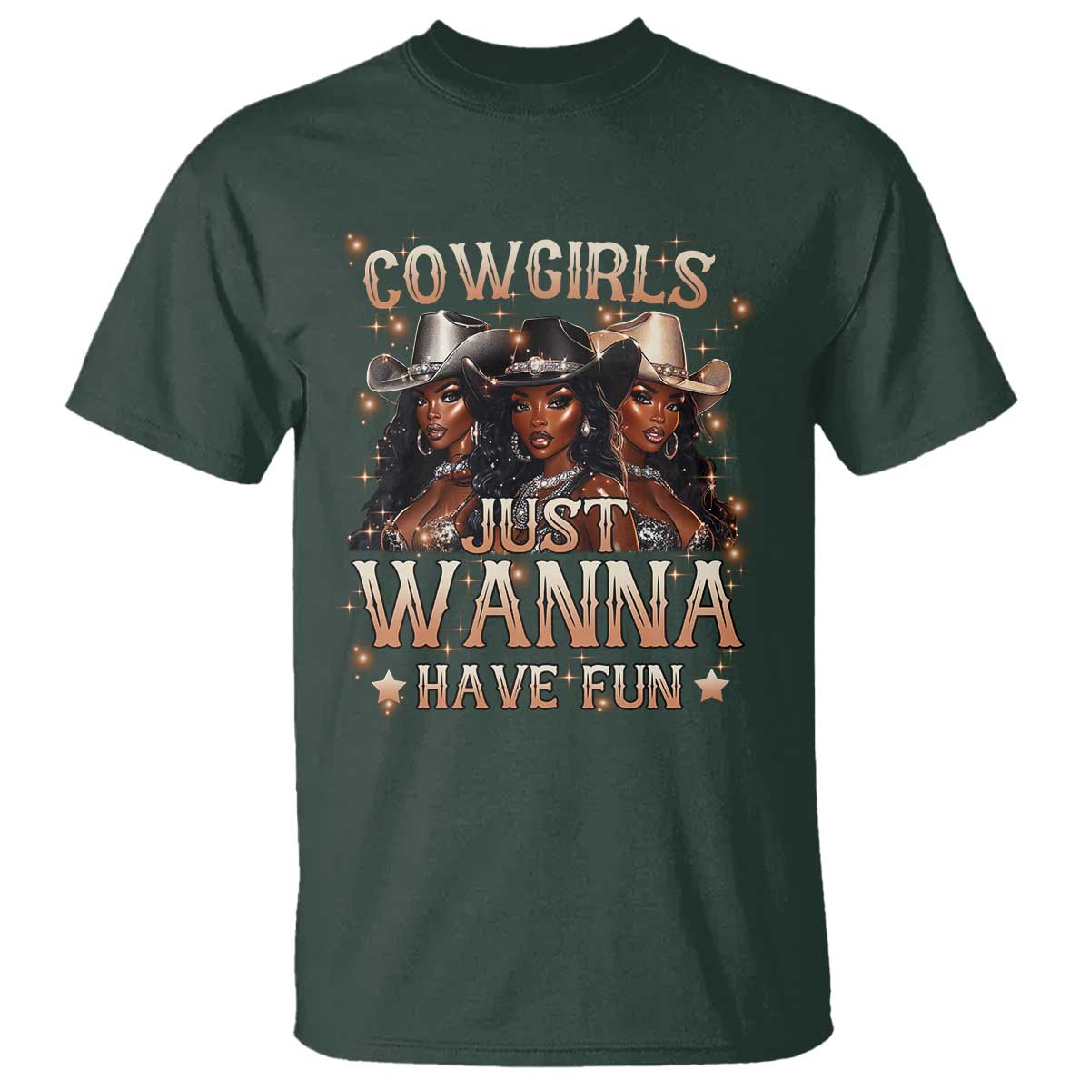Funny Black African American Cowgirl T Shirt Cowgirls Just Wanna Have Fun