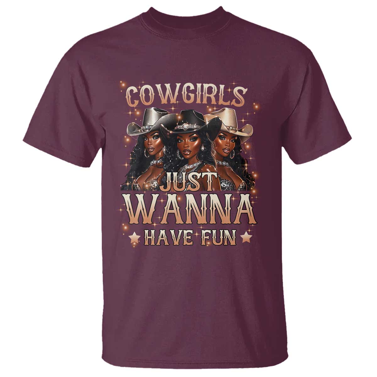 Funny Black African American Cowgirl T Shirt Cowgirls Just Wanna Have Fun