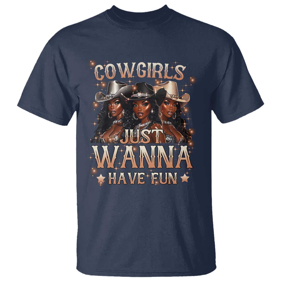 Funny Black African American Cowgirl T Shirt Cowgirls Just Wanna Have Fun
