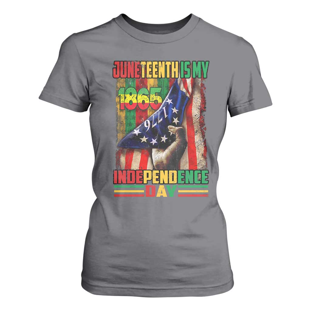 Juneteenth Is My Independence Day T Shirt For Women Black Pride American Flag