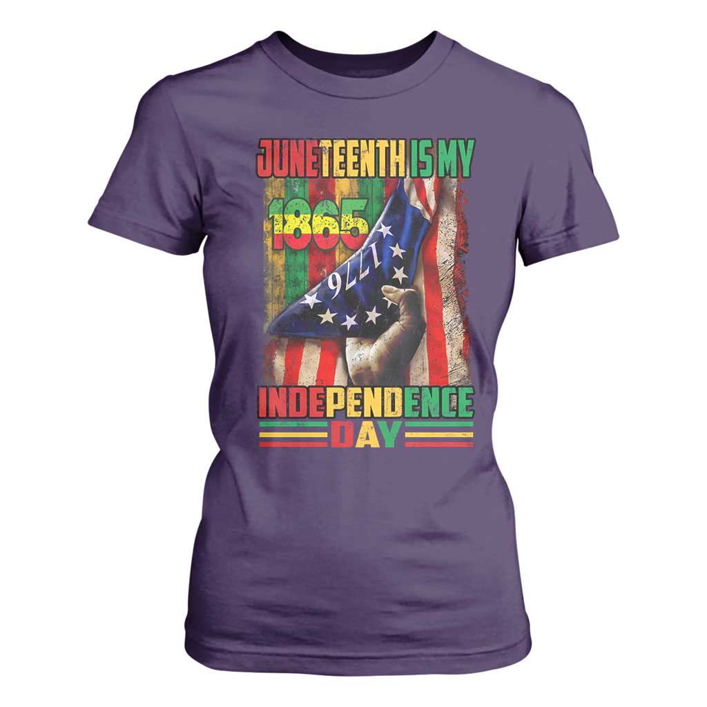 Juneteenth Is My Independence Day T Shirt For Women Black Pride American Flag