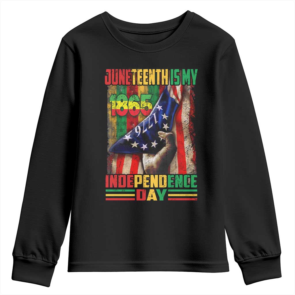 Juneteenth Is My Independence Day Youth Sweatshirt Black Pride American Flag