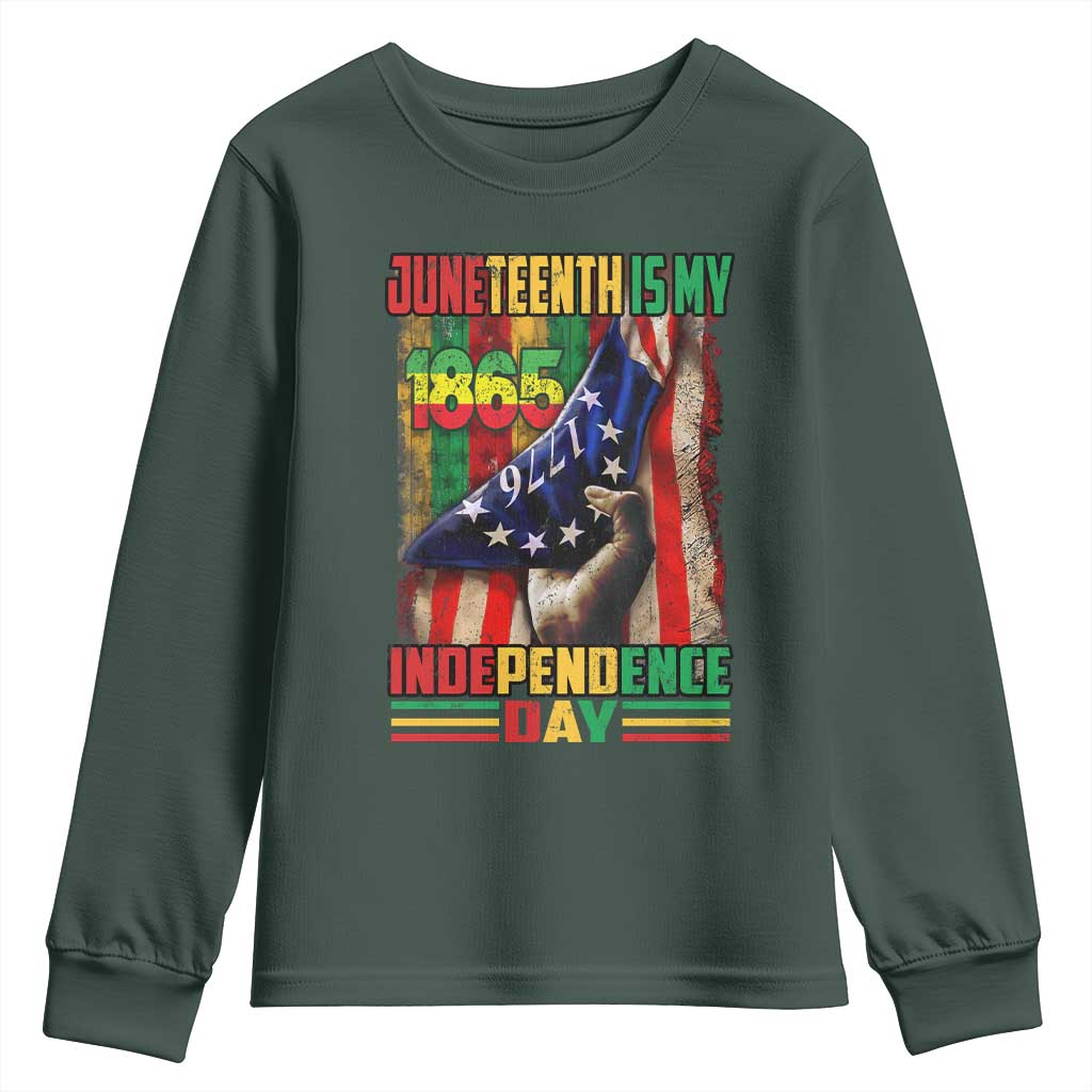Juneteenth Is My Independence Day Youth Sweatshirt Black Pride American Flag