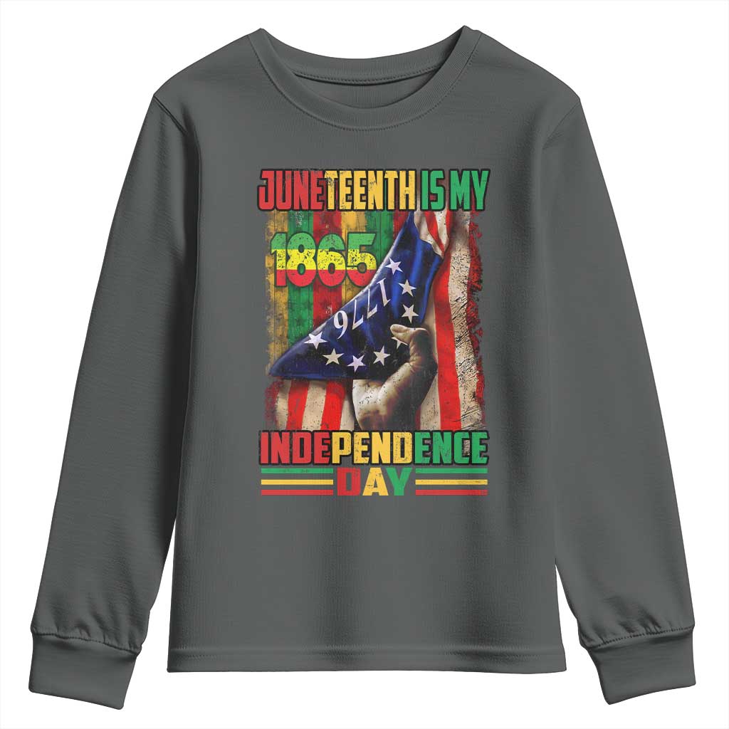 Juneteenth Is My Independence Day Youth Sweatshirt Black Pride American Flag