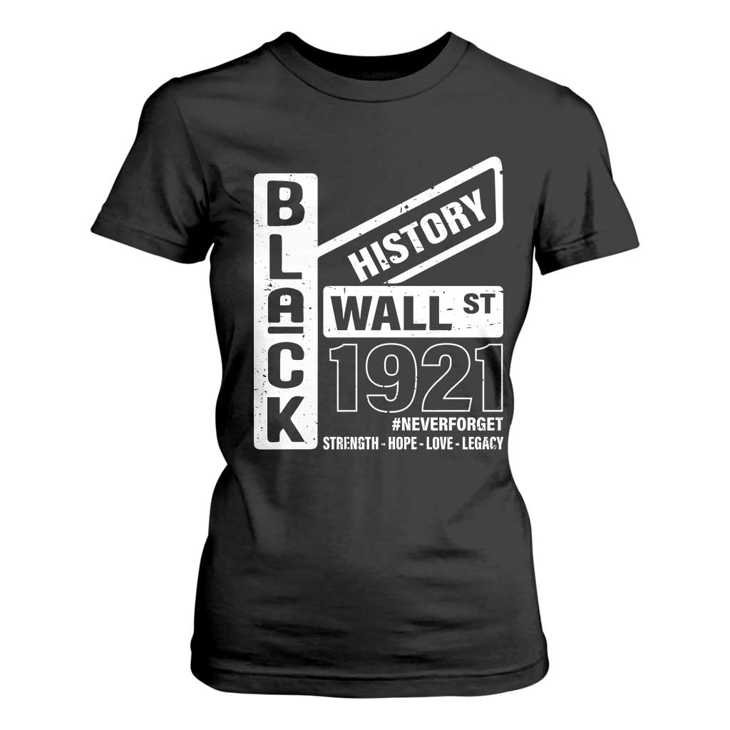 Never Forget Black Wall Street 1921 T Shirt For Women Tulsa Black History Month African American Heritage