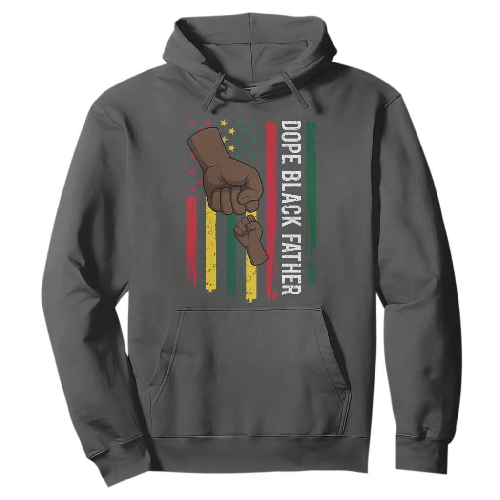 Dope Black Dad Hoodie Vintage American Flag Fist Bump