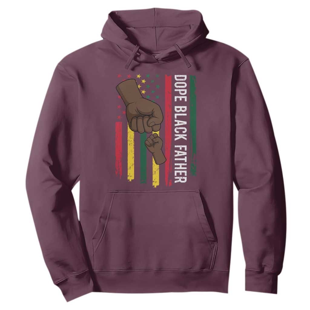 Dope Black Dad Hoodie Vintage American Flag Fist Bump