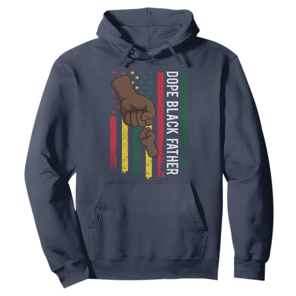 Dope Black Dad Hoodie Vintage American Flag Fist Bump