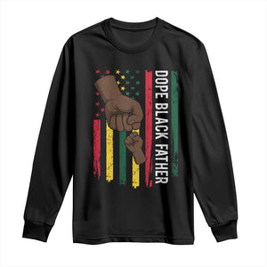 Dope Black Dad Long Sleeve Shirt Vintage American Flag Fist Bump