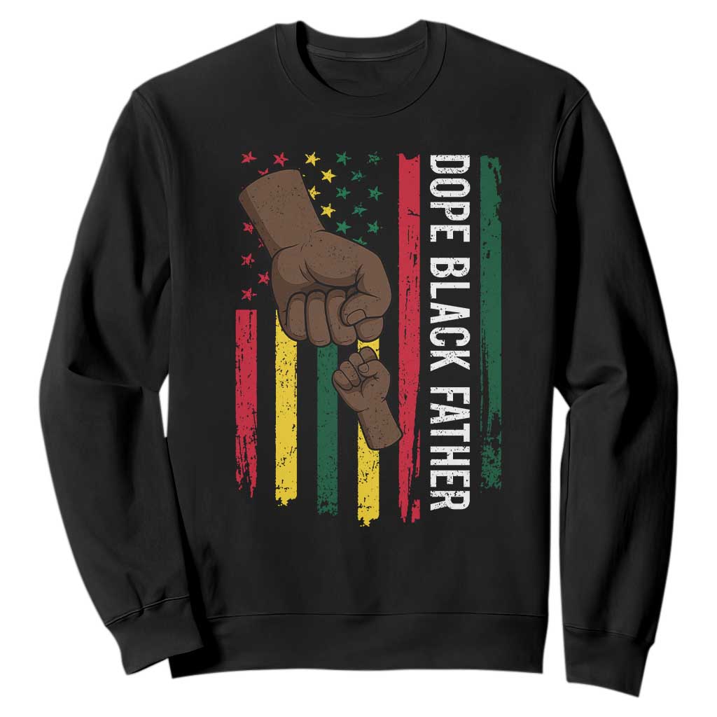 Dope Black Dad Sweatshirt Vintage American Flag Fist Bump