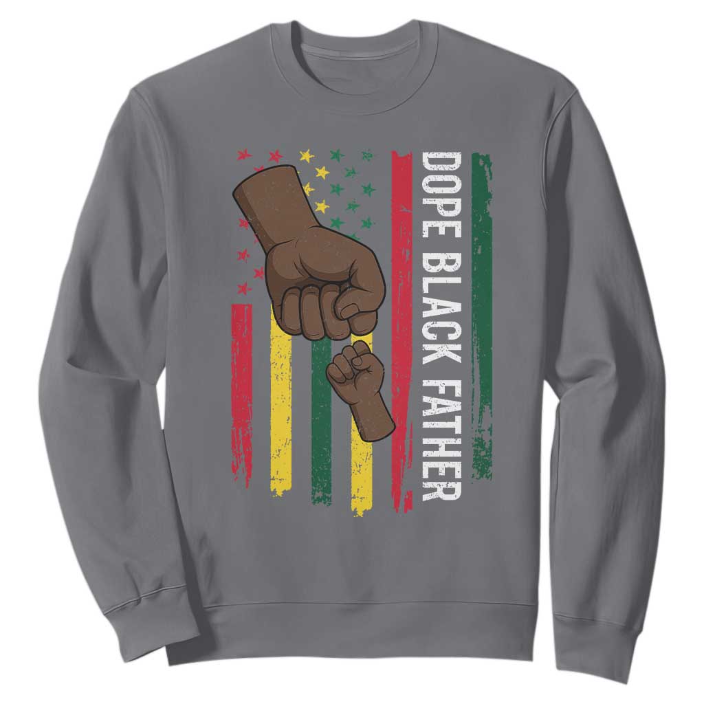 Dope Black Dad Sweatshirt Vintage American Flag Fist Bump