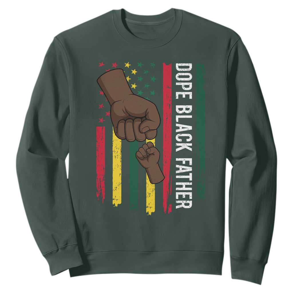 Dope Black Dad Sweatshirt Vintage American Flag Fist Bump