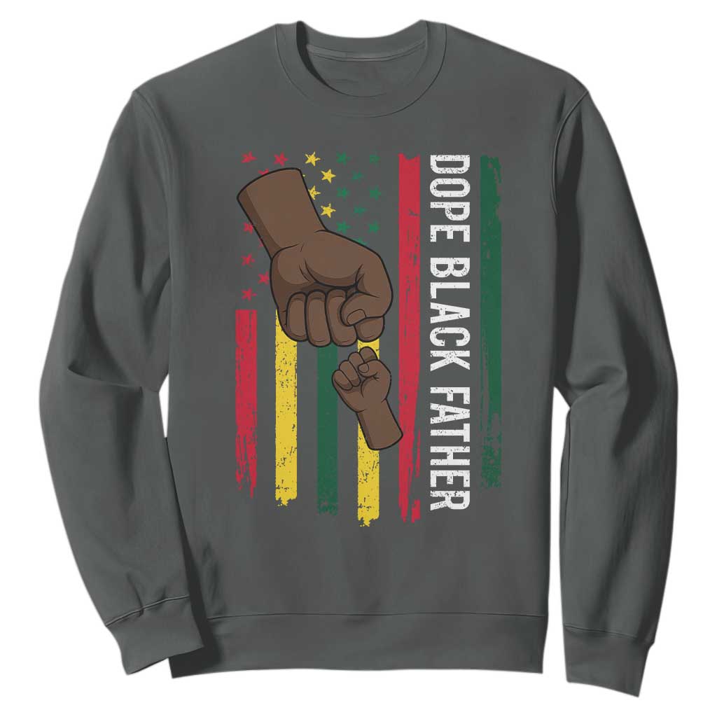 Dope Black Dad Sweatshirt Vintage American Flag Fist Bump
