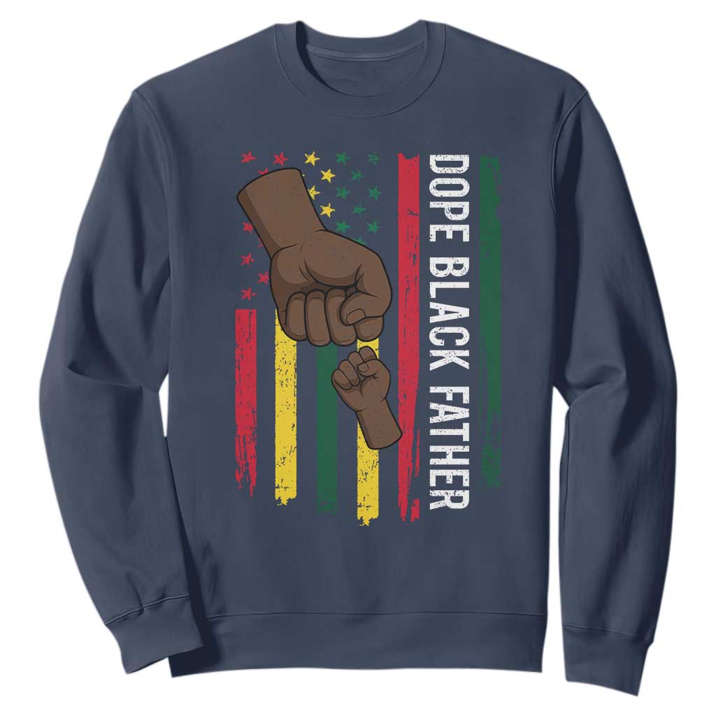 Dope Black Dad Sweatshirt Vintage American Flag Fist Bump