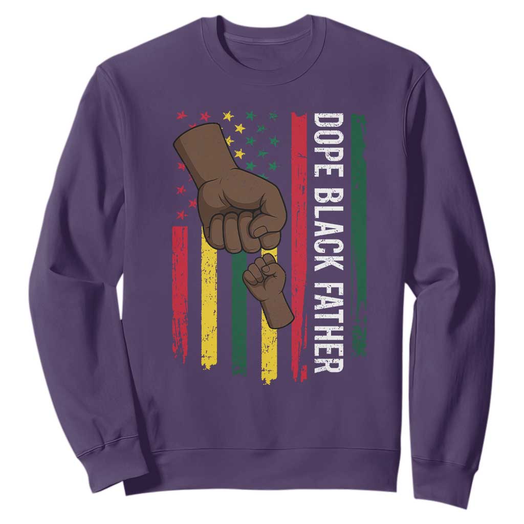 Dope Black Dad Sweatshirt Vintage American Flag Fist Bump