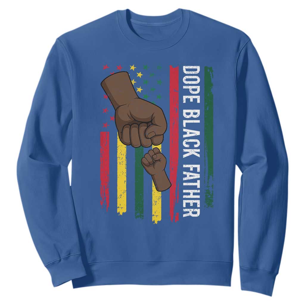 Dope Black Dad Sweatshirt Vintage American Flag Fist Bump