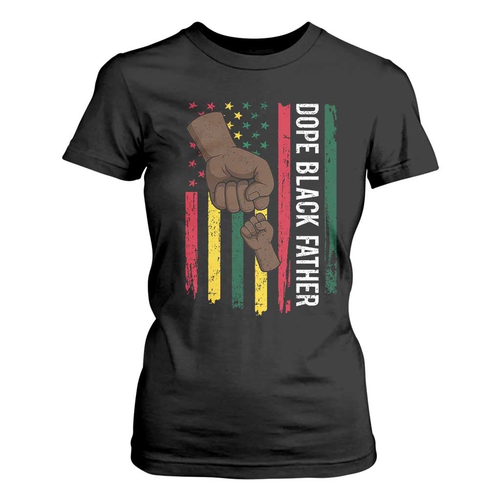 Dope Black Dad T Shirt For Women Vintage American Flag Fist Bump
